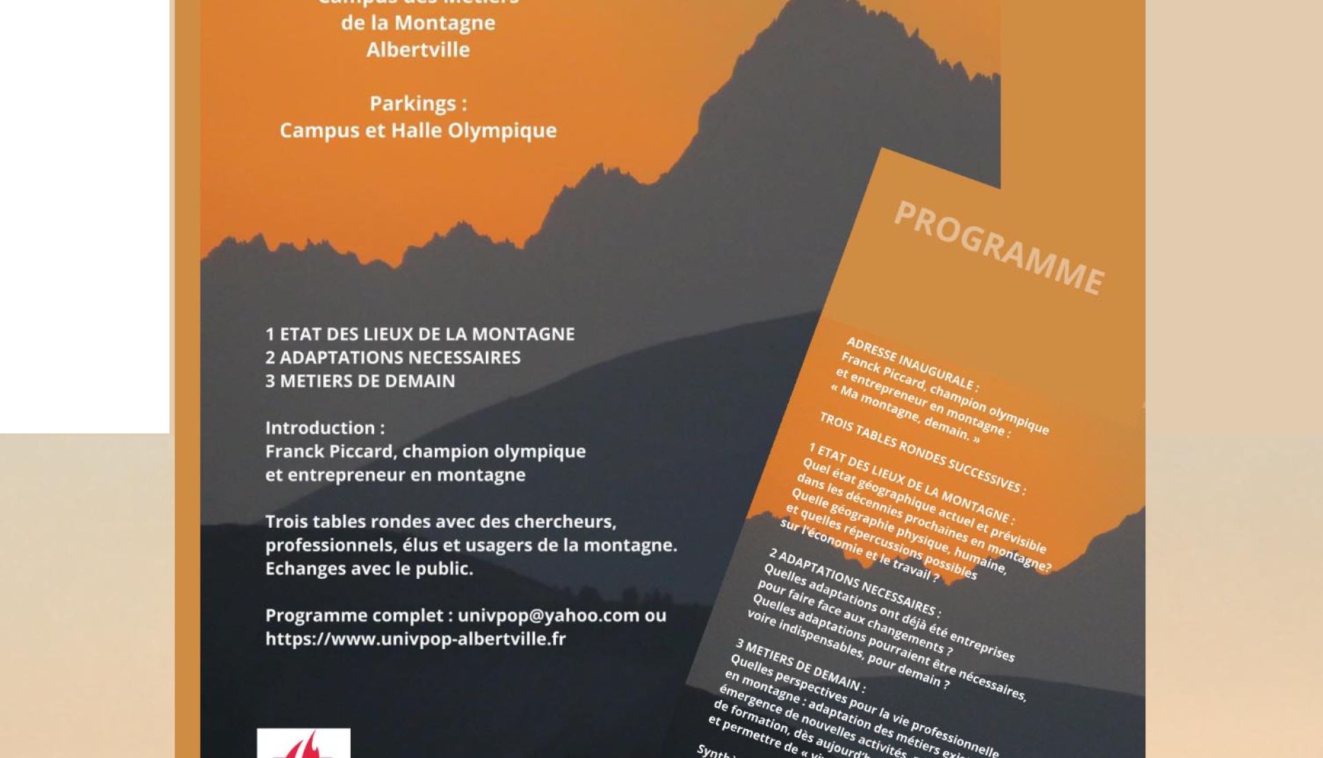 COLLOQUE INAUGURAL DU CAMPUS DES METIERS DE LA MONTAGNE : TRAVAILLER EN MONTAGNE, DEMAIN