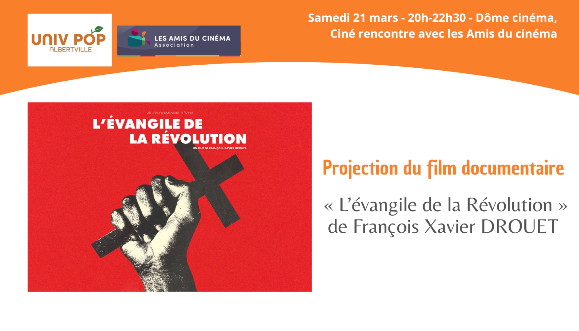 Projection du film documentaire « L’évangile de la Révolution », de François Xavier DROUET